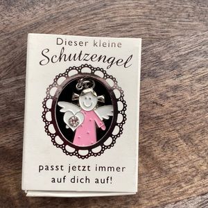 Little Guardian angel pendant for child or adult Crystal pink white Germany